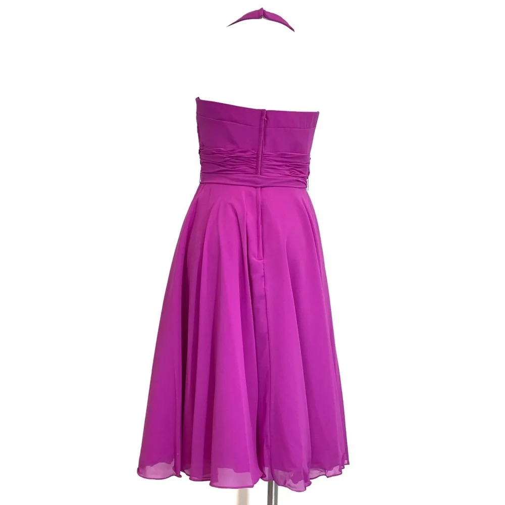 Mori Lee Knee Length Halter Chiffon Dress NWT - Picture 3 of 8